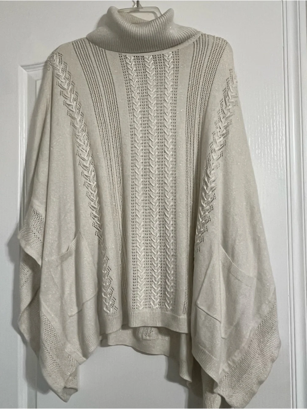 White House Black Market cream poncho